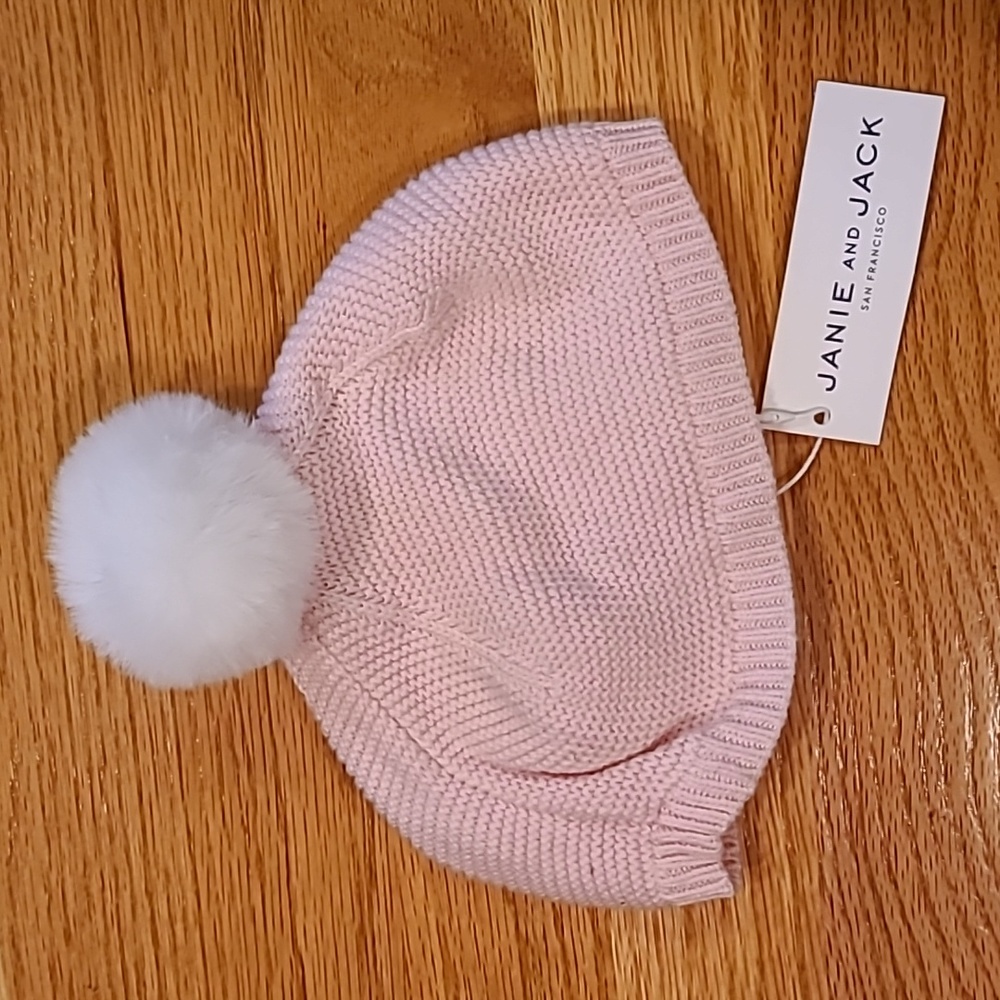 CLEARANCE & Jack Pink Pom Beanie 3-6 M